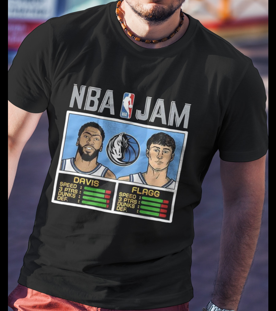 Anthony Davis Cooper Flagg NBA Jam Dallas Mavericks Retro Style T-Shirt