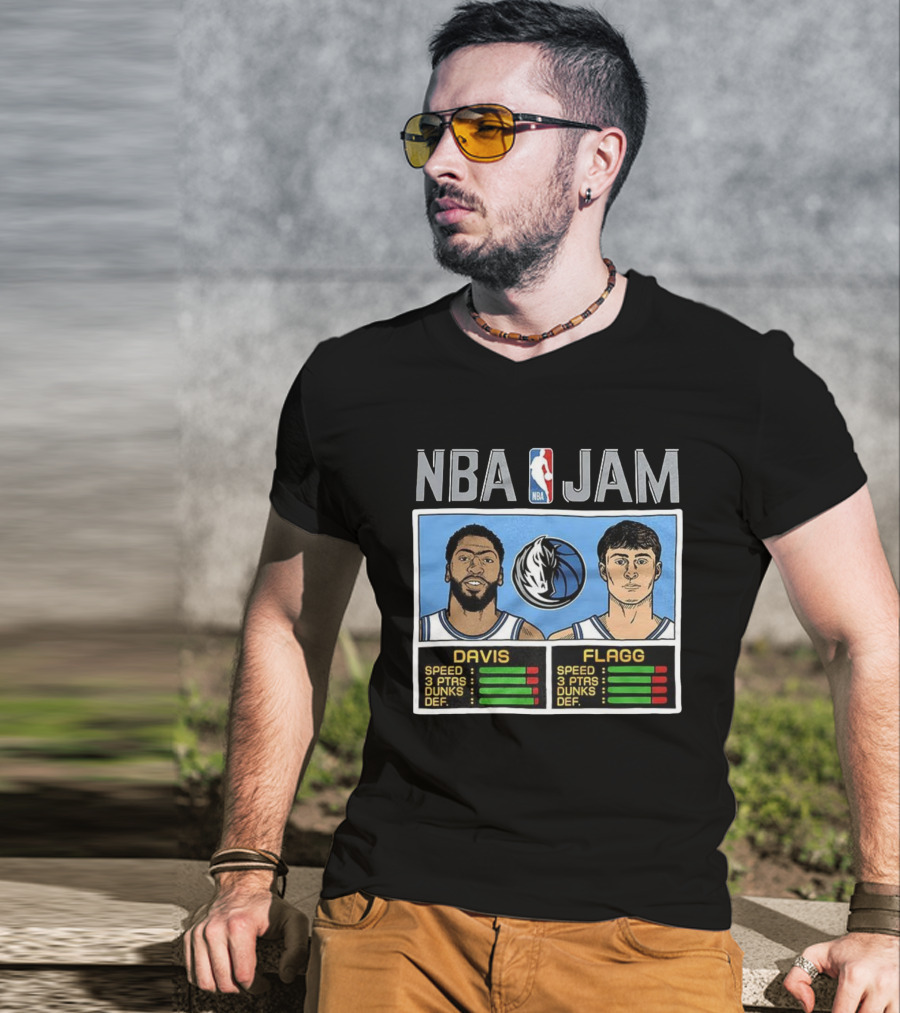 Anthony Davis Cooper Flagg NBA Jam Dallas Mavericks Retro Style T-Shirt