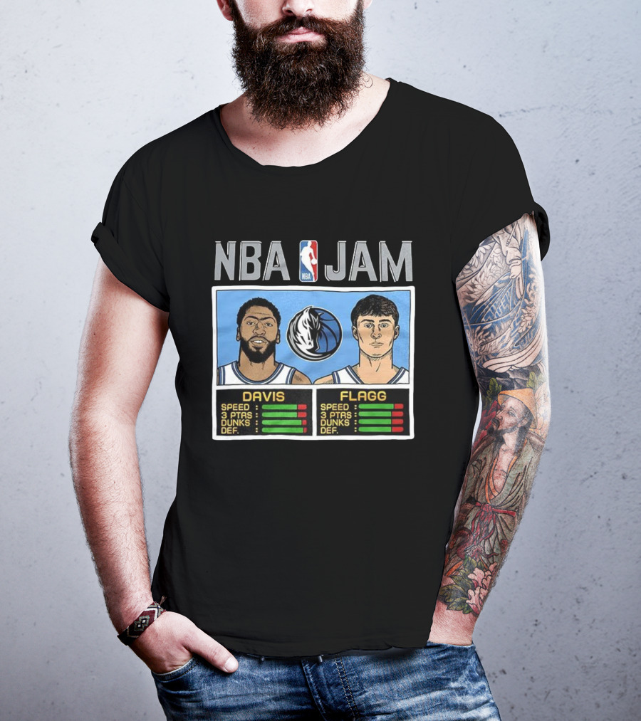 Anthony Davis Cooper Flagg NBA Jam Dallas Mavericks Retro Style T-Shirt
