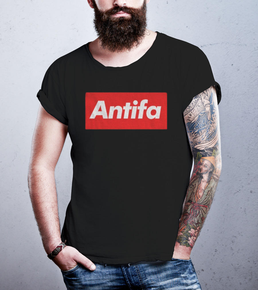 Antifa Supre American Antifascist Political Red Rectangle T-Shirt