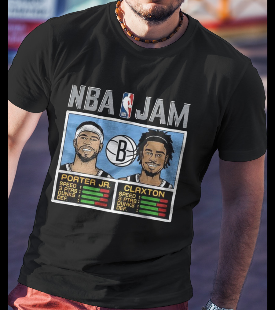NBA Jam Porter Jr Claxton Brooklyn Nets Player Stats T-Shirt