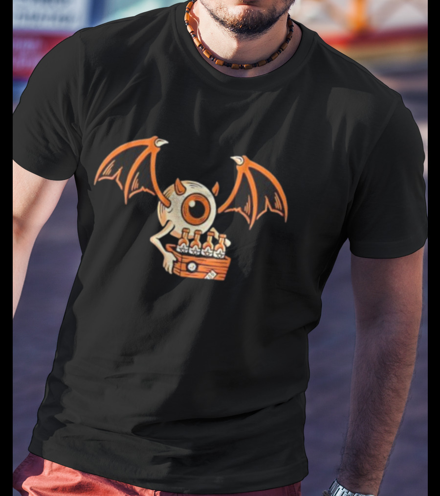 Flying Eyeball Monster With Wings Carrying Six-Pack T-Shirt