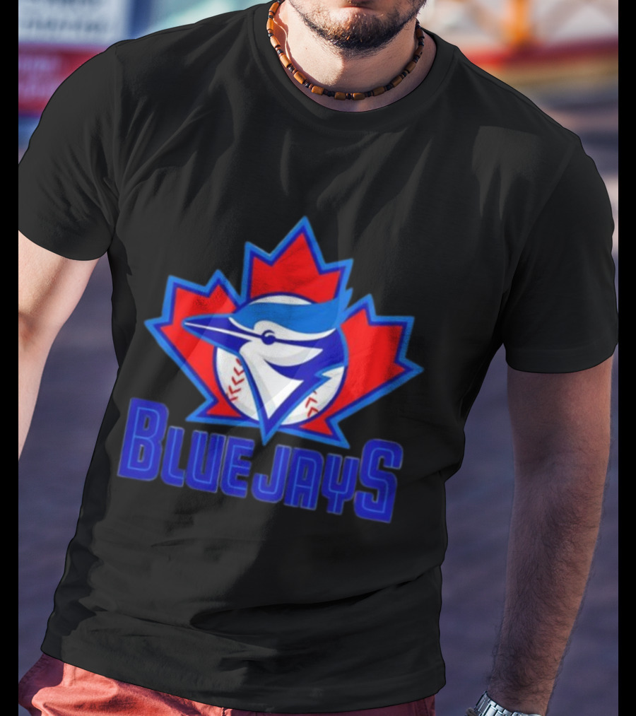 Toronto Blue Jays Emblem In Red Maple Leaf Icon Blue Jays T-Shirt