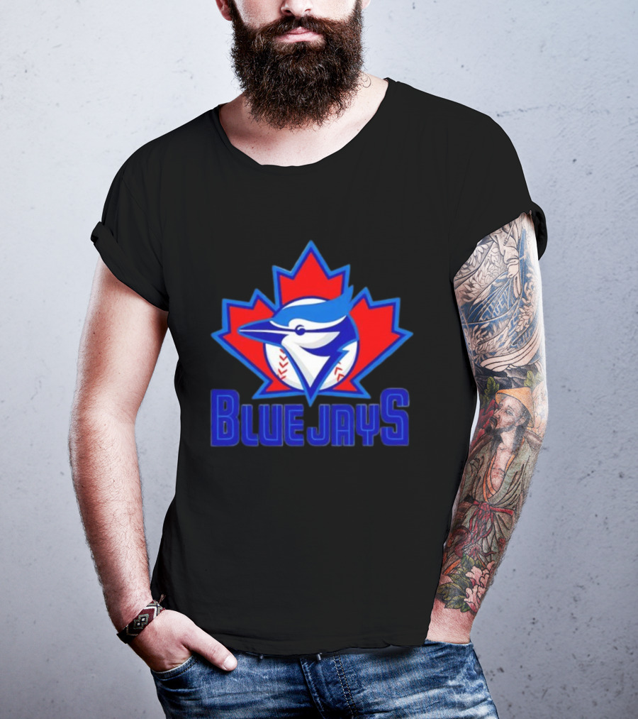 Toronto Blue Jays Emblem In Red Maple Leaf Icon Blue Jays T-Shirt