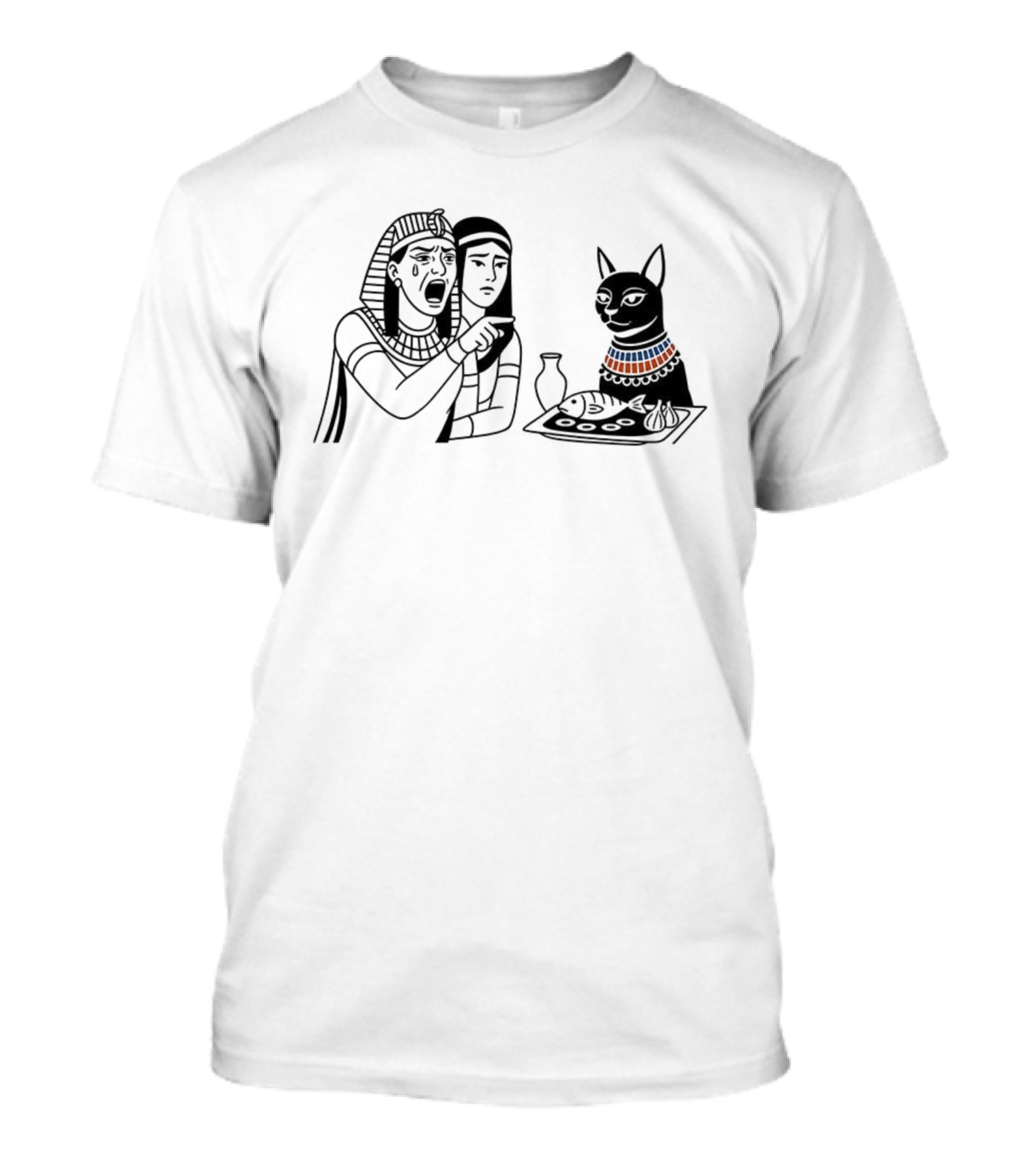 Egyptian Woman Yelling At Cat Goddess Bastet Meme Illustration T-Shirt