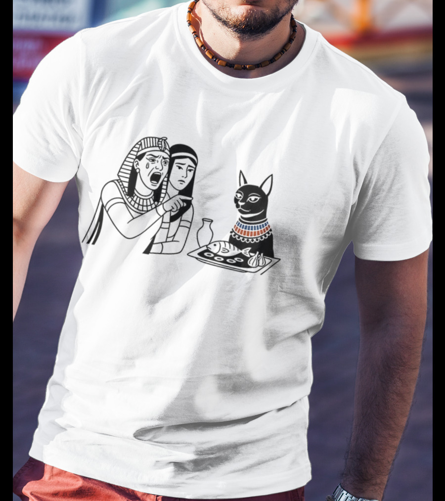 Egyptian Woman Yelling At Cat Goddess Bastet Meme Illustration T-Shirt