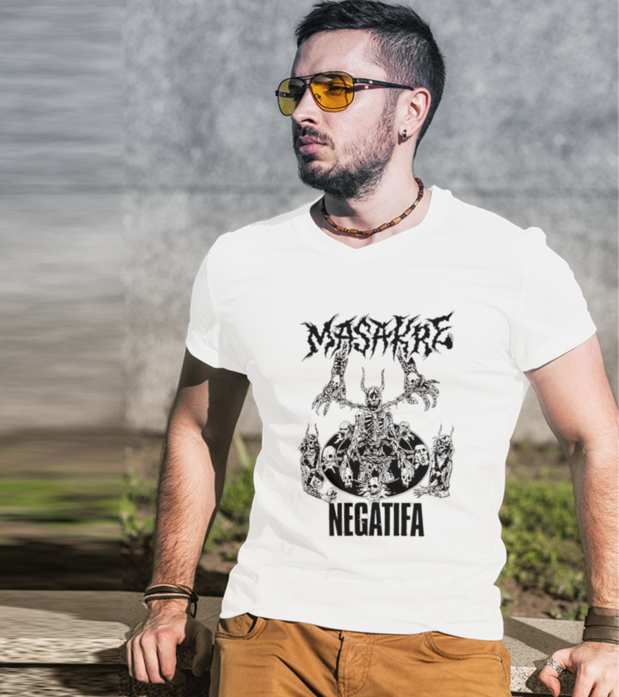 Masakre Negatifa Skull Skeleton Demonic Creature T-Shirt