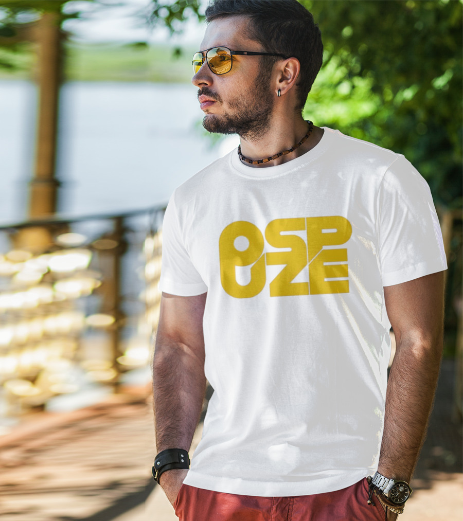 Ospuze Yellow Bold Text Logo T-Shirt