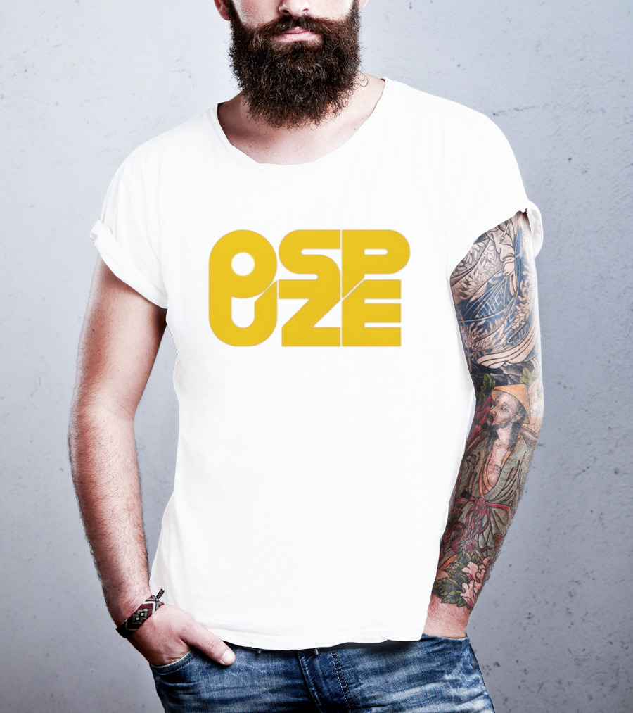 Ospuze Yellow Bold Text Logo T-Shirt