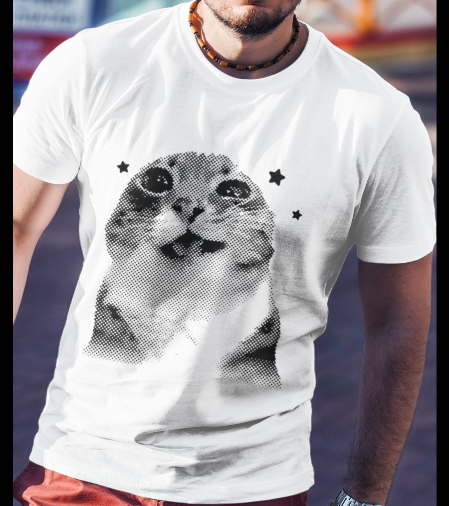 Rigby Cat Floating In Space Retro Star Meme T-Shirt