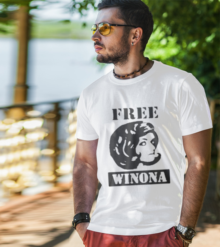 Free Winona Ryder Retro Stencil Style T-Shirt