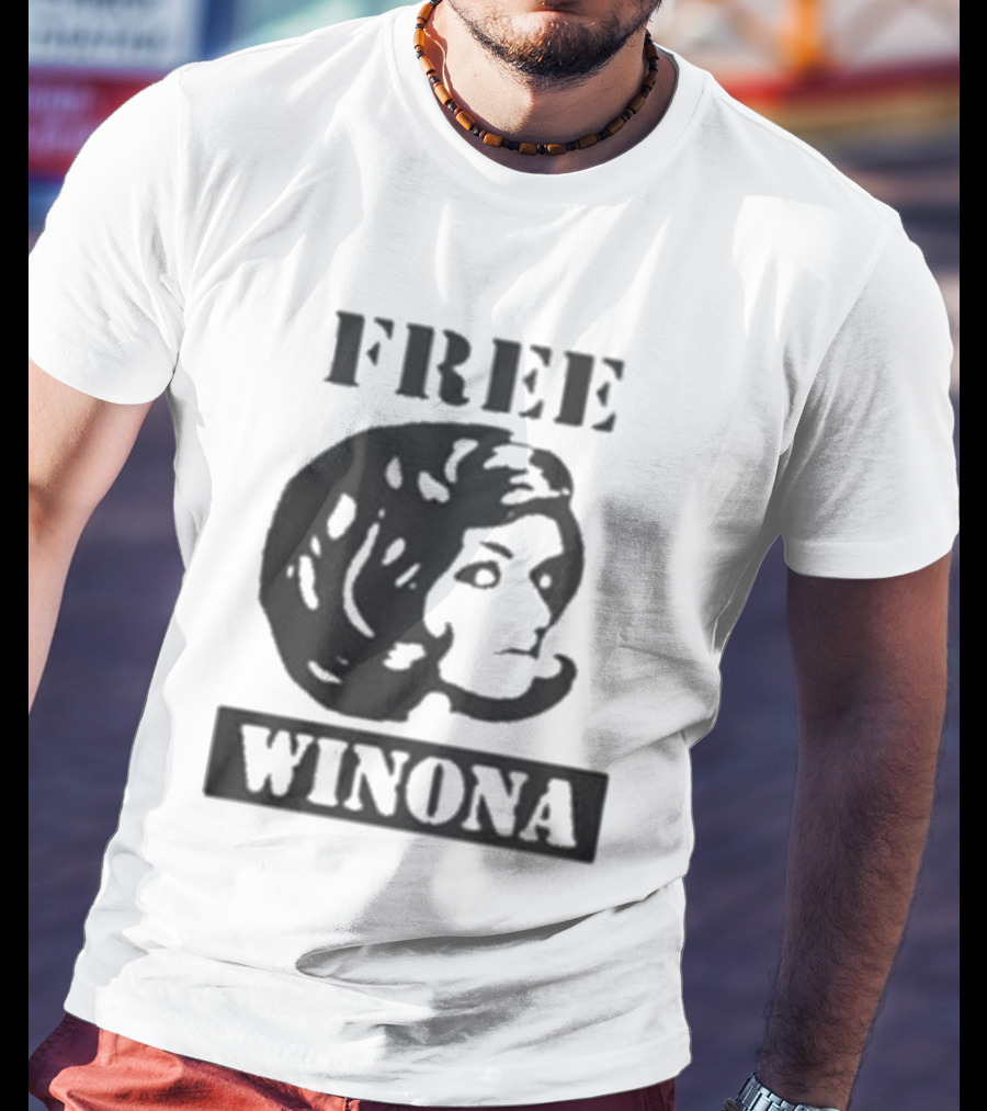 Free Winona Ryder Retro Stencil Style T-Shirt