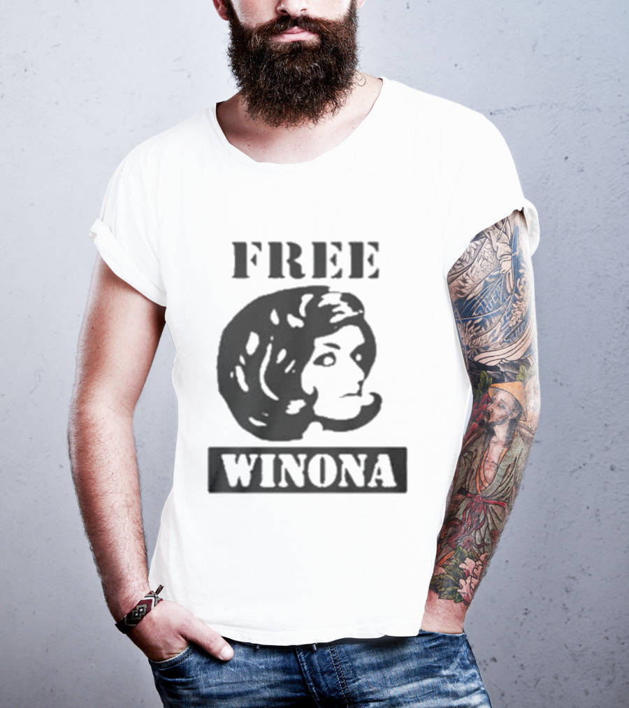 Free Winona Ryder Retro Stencil Style T-Shirt