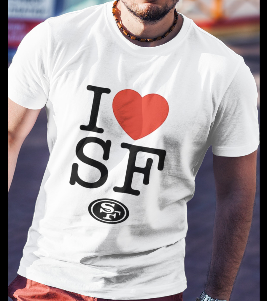 San Francisco 49ers I Love SF Heart Symbol Football Team Logo T-Shirt
