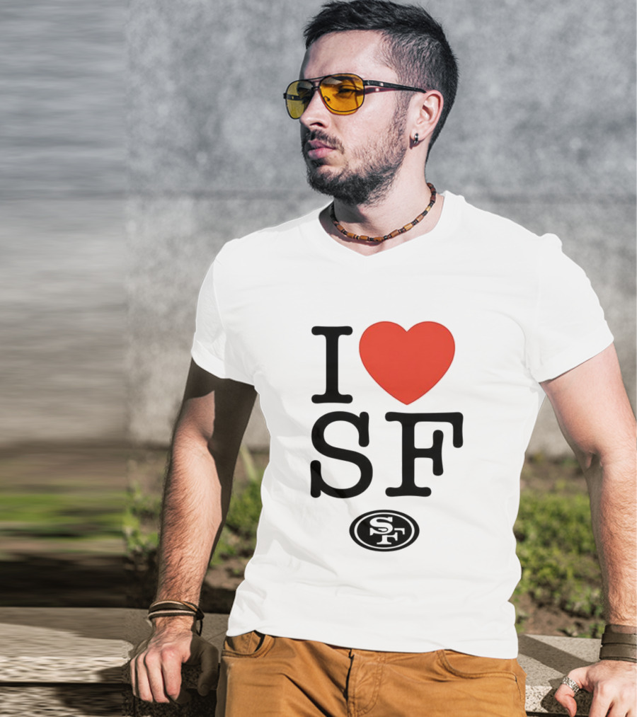San Francisco 49ers I Love SF Heart Symbol Football Team Logo T-Shirt