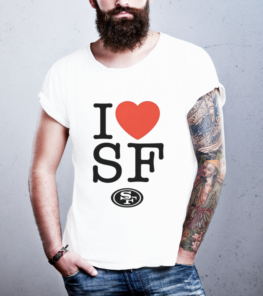 San Francisco 49ers I Love SF Heart Symbol Football Team Logo T-Shirt
