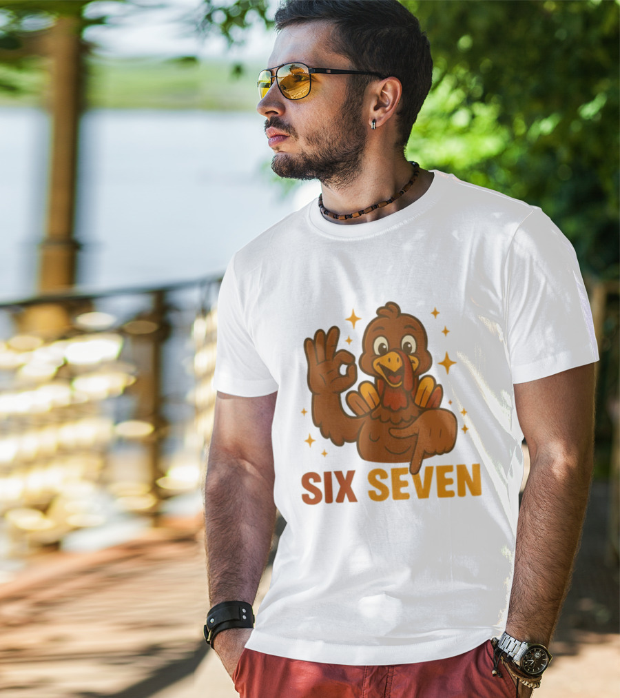 Six Seven Turkey Meme Funny Thanksgiving Gesture T-Shirt