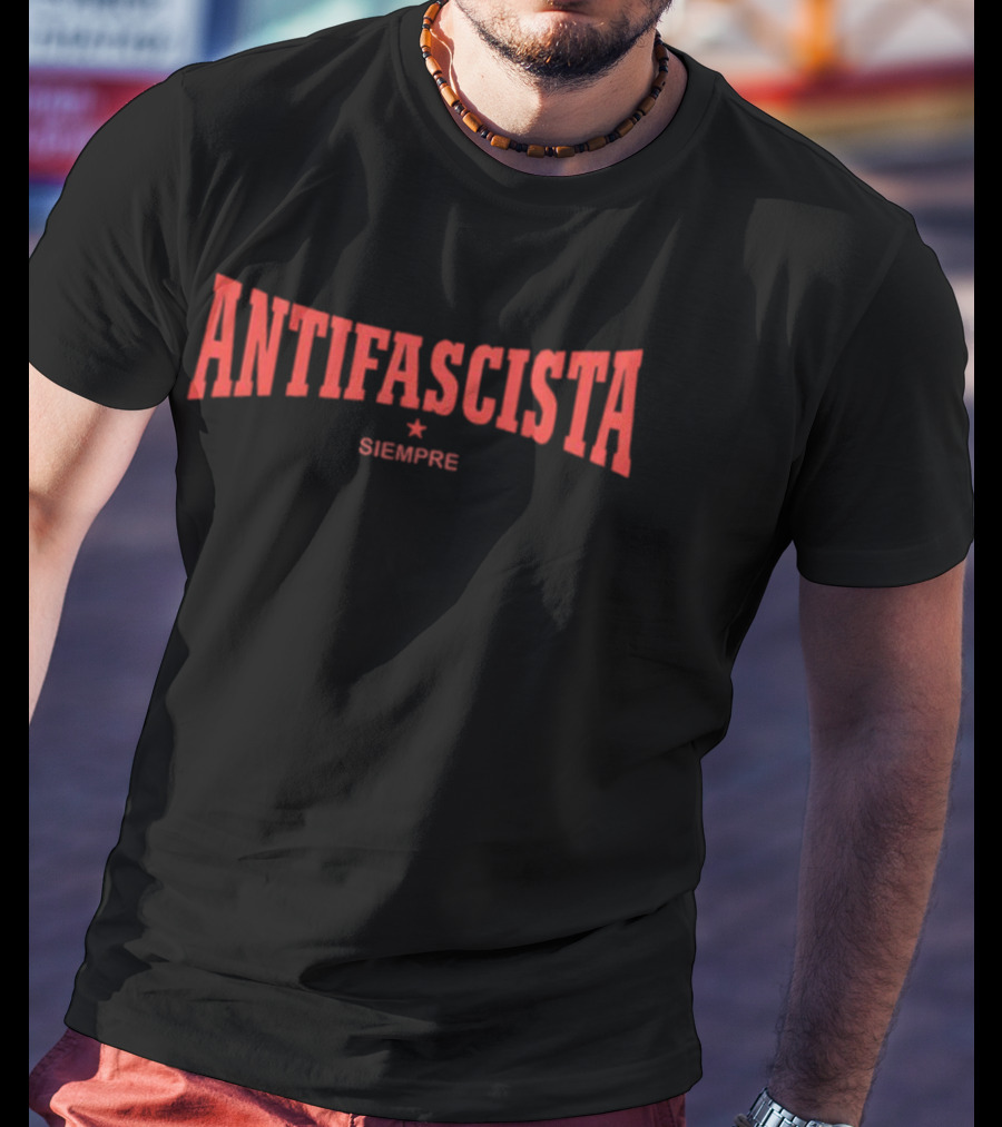 Antifascista Siempre Bold Red Arch Text With Star Symbol T-Shirt