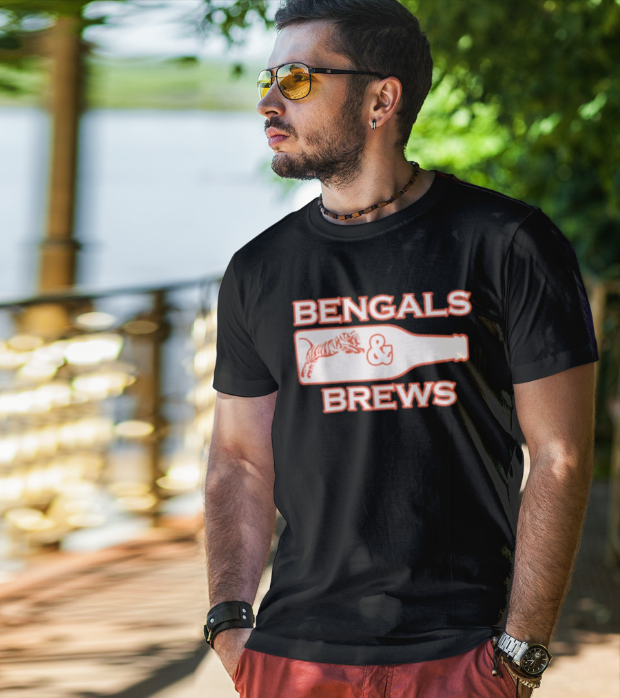 Bengals And Brews Cincinnati Bengals Game Day Tiger Bottle T-Shirt