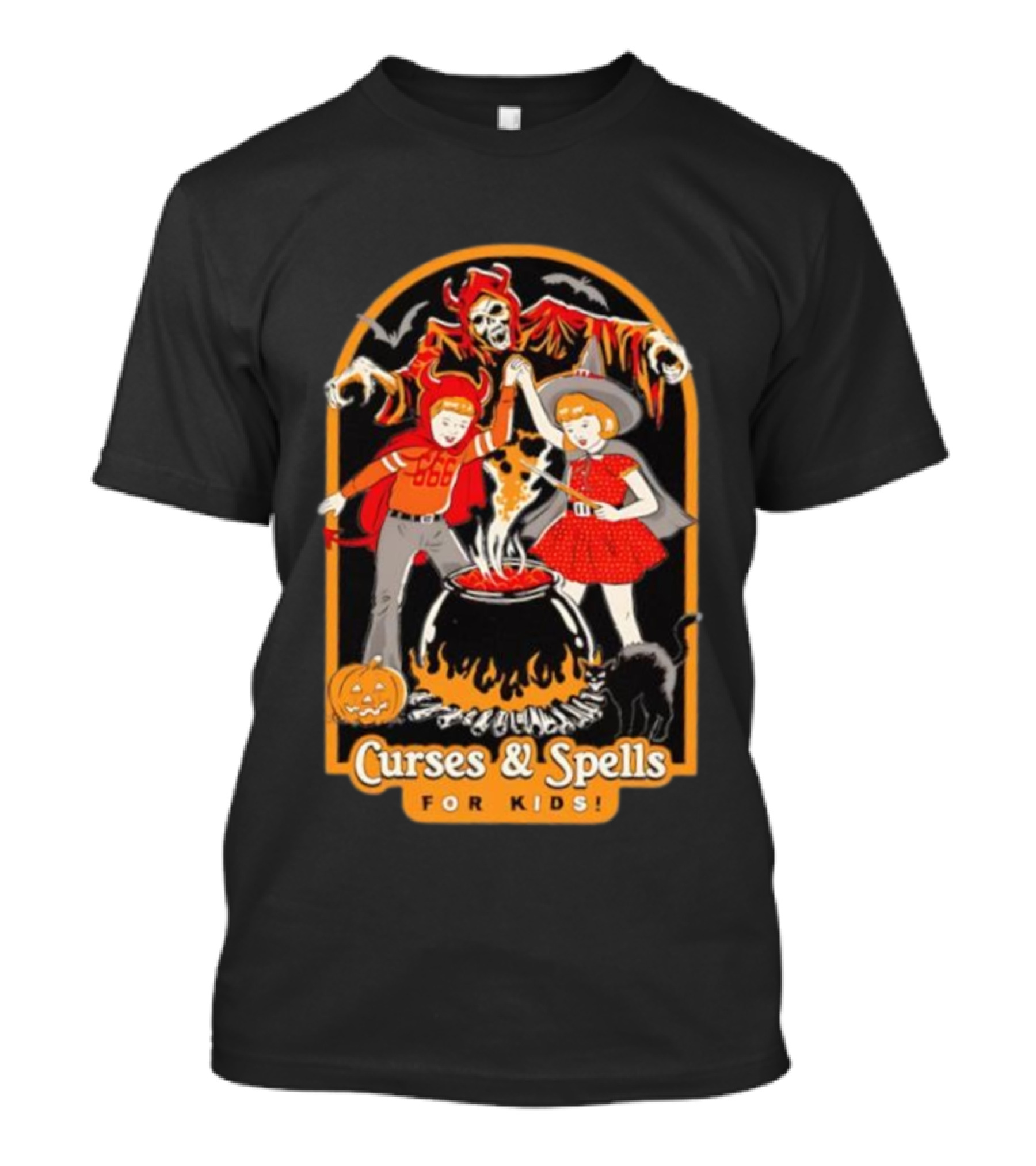 Curses & Spells For Kids Skeleton Cauldron Halloween Costume Fun T-Shirt