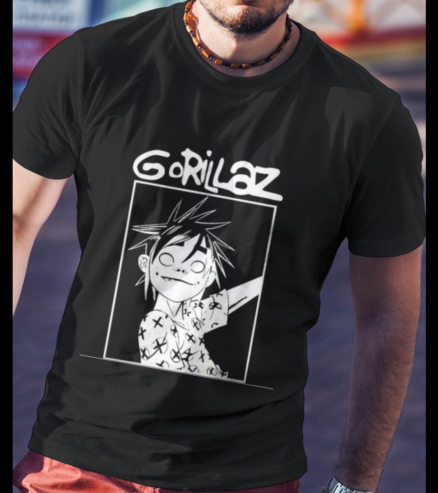 Gorillaz Black White Character Graphic T-Shirt