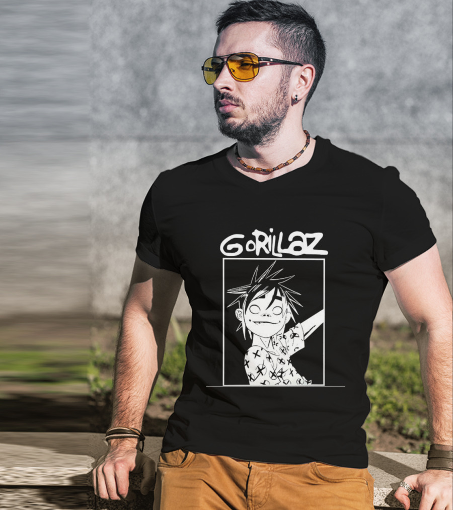Gorillaz Black White Character Graphic T-Shirt