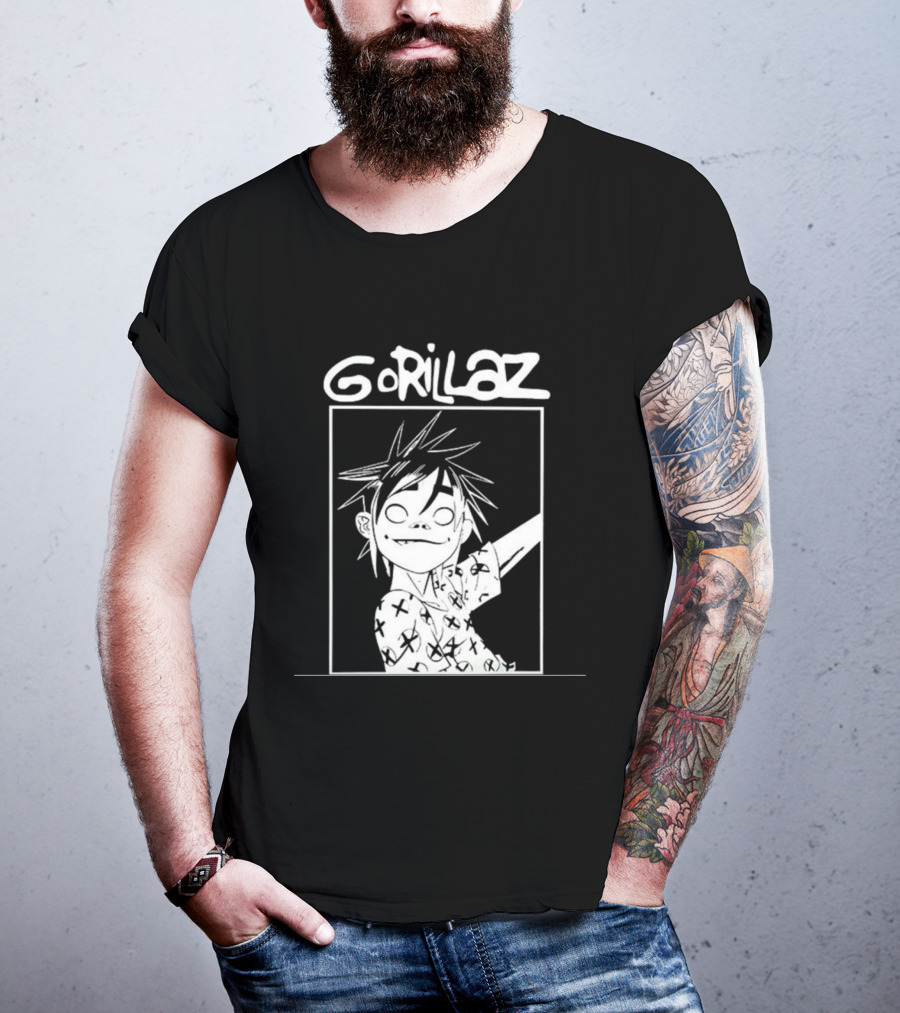 Gorillaz Black White Character Graphic T-Shirt