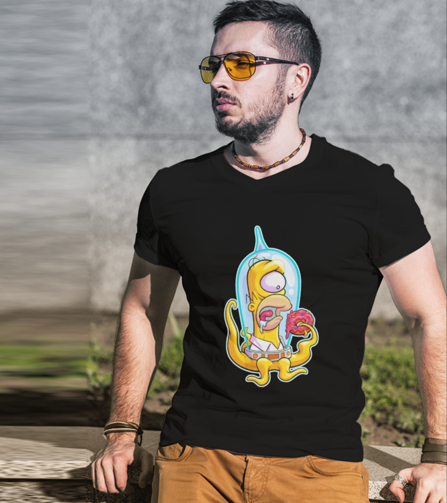 HO-MAR Simpsalien Homer Simpson BeastWreck Halloween Character Donut Space Alien T-Shirt