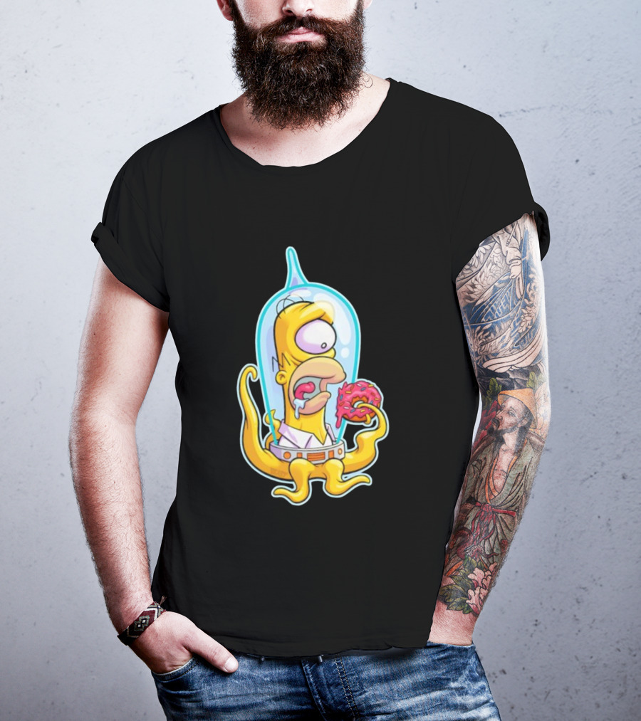 HO-MAR Simpsalien Homer Simpson BeastWreck Halloween Character Donut Space Alien T-Shirt