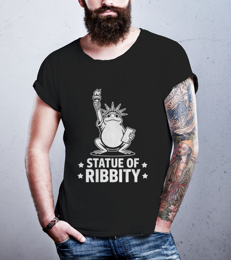 Portland Frog Statue Of Liberty Ribbity Political Humor T-Shirt