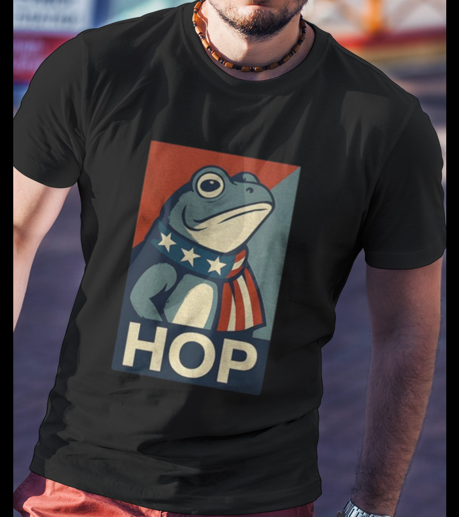 Portland HOP Frog Anti Fascist Political Parody Retro American Flag Style T-Shirt