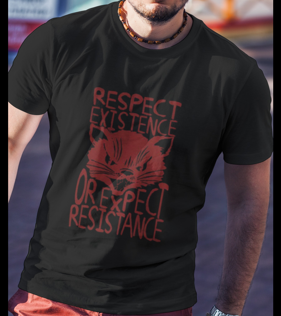 Sabo Tabby Respect Existence Or Expect Resistance Punk Leftist Socialist Cat T-Shirt