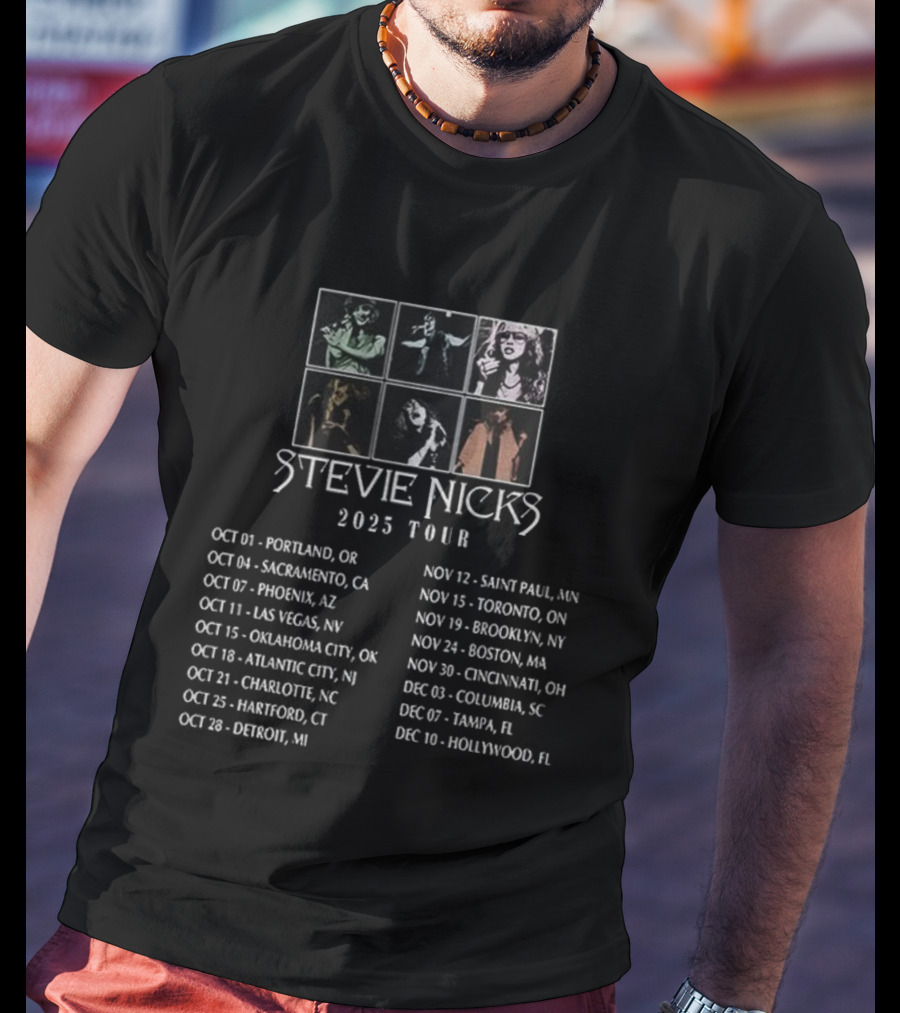 Stevie Nicks 2025 Tour Portland Sacramento Phoenix Las Vegas Tour Dates And Cities T-Shirt