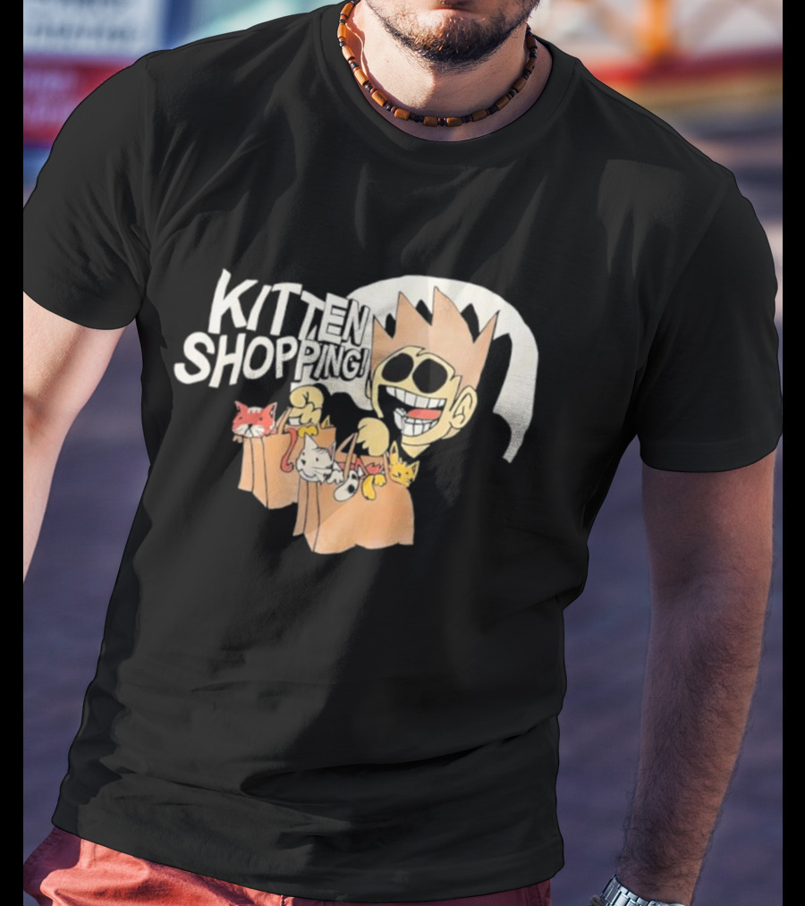 Tom Eddsworld Kitten Shopping Bags With Kittens Playful Cartoon Illustration T-Shirt