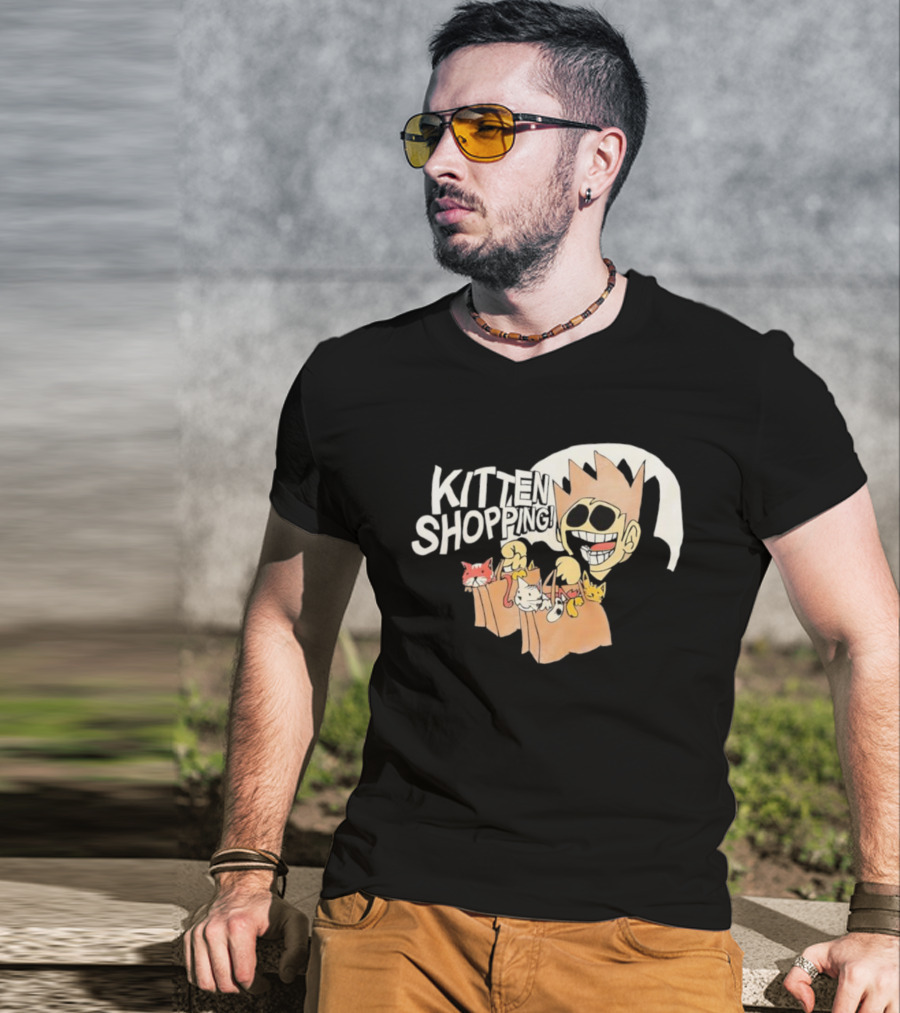 Tom Eddsworld Kitten Shopping Bags With Kittens Playful Cartoon Illustration T-Shirt