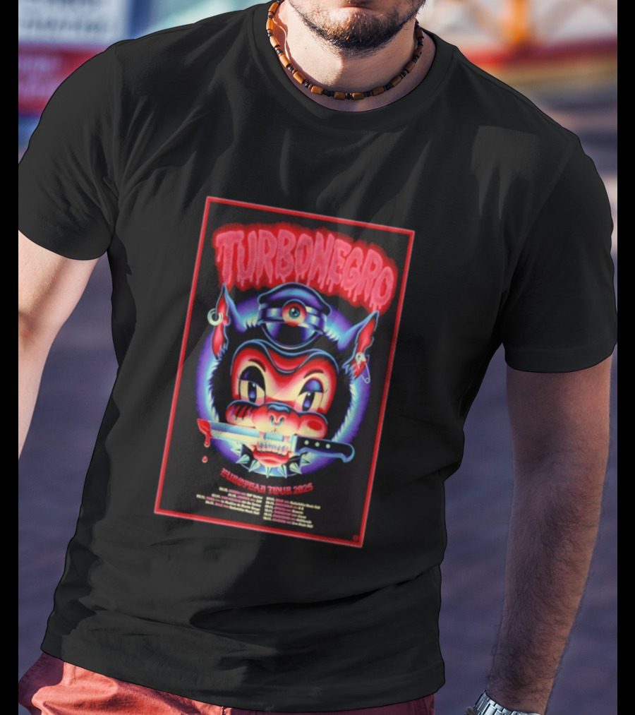 Turbonegro European Tour 2025 With Devilish Cat And Knife T-Shirt