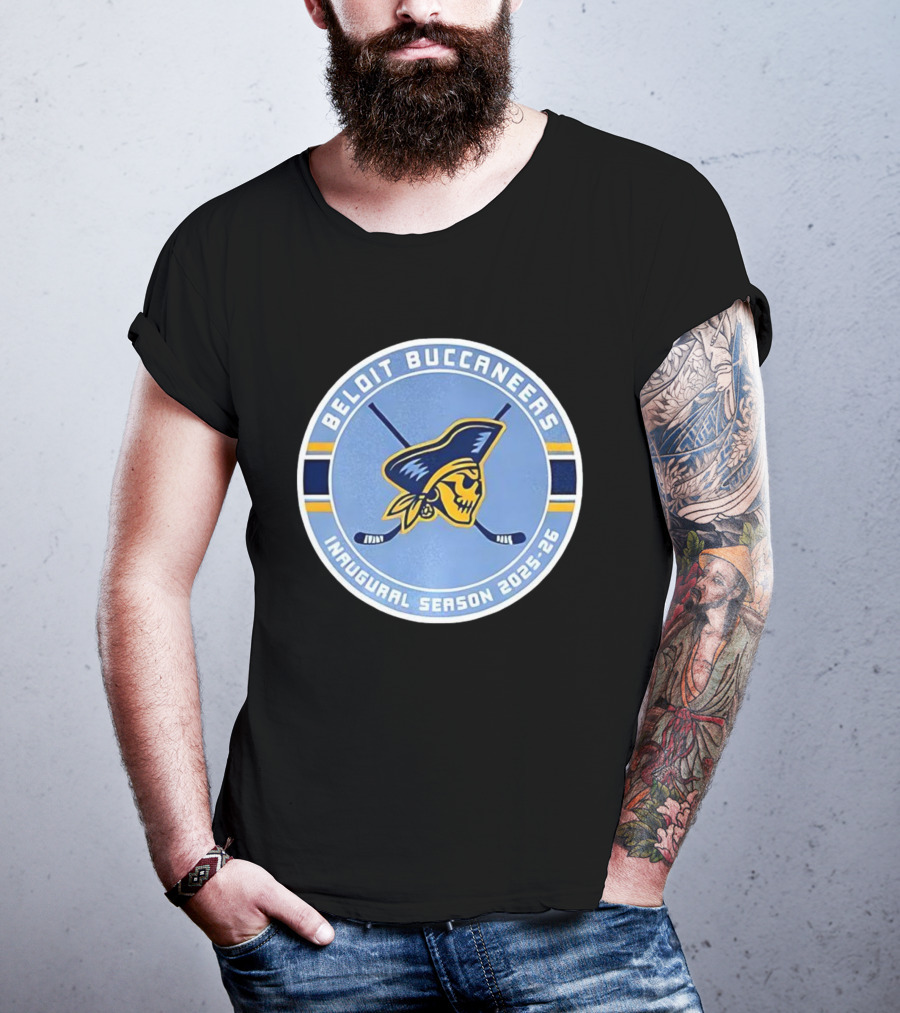 Beloit Buccaneers Inaugural Season 2025-2026 Hockey Team Skull Pirate Logo T-Shirt