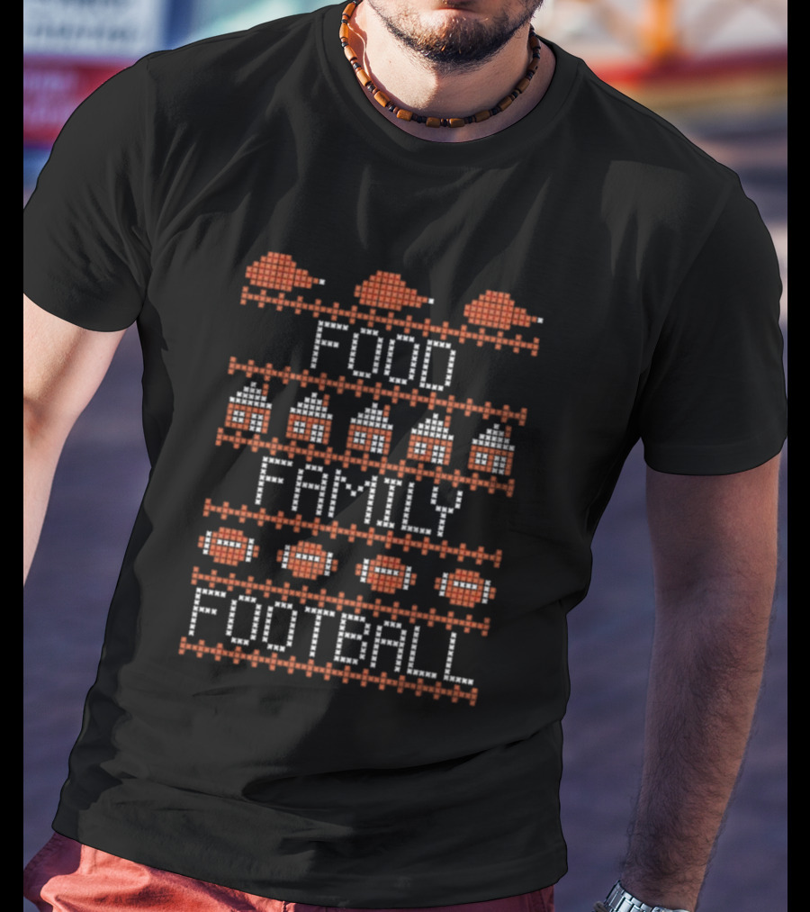 Food Family Football Thanksgiving Ugly Sweater Style T-Shirt
