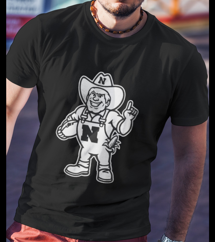 Nebraska Cornhuskers Herbie Husker Mascot Coach Matt Rhule Football T-Shirt