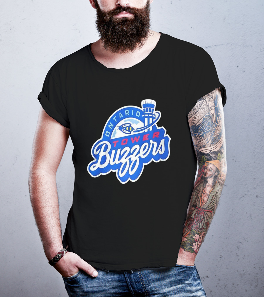 Ontario Tower Buzzers Blue Red Yellow Aviation Theme T-Shirt