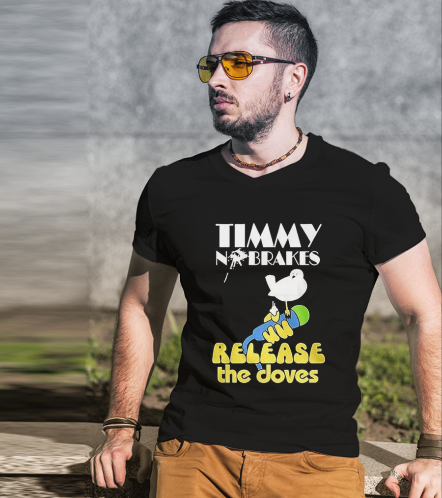 Timmy No Brakes Release The Doves Fun Colorful Design T-Shirt