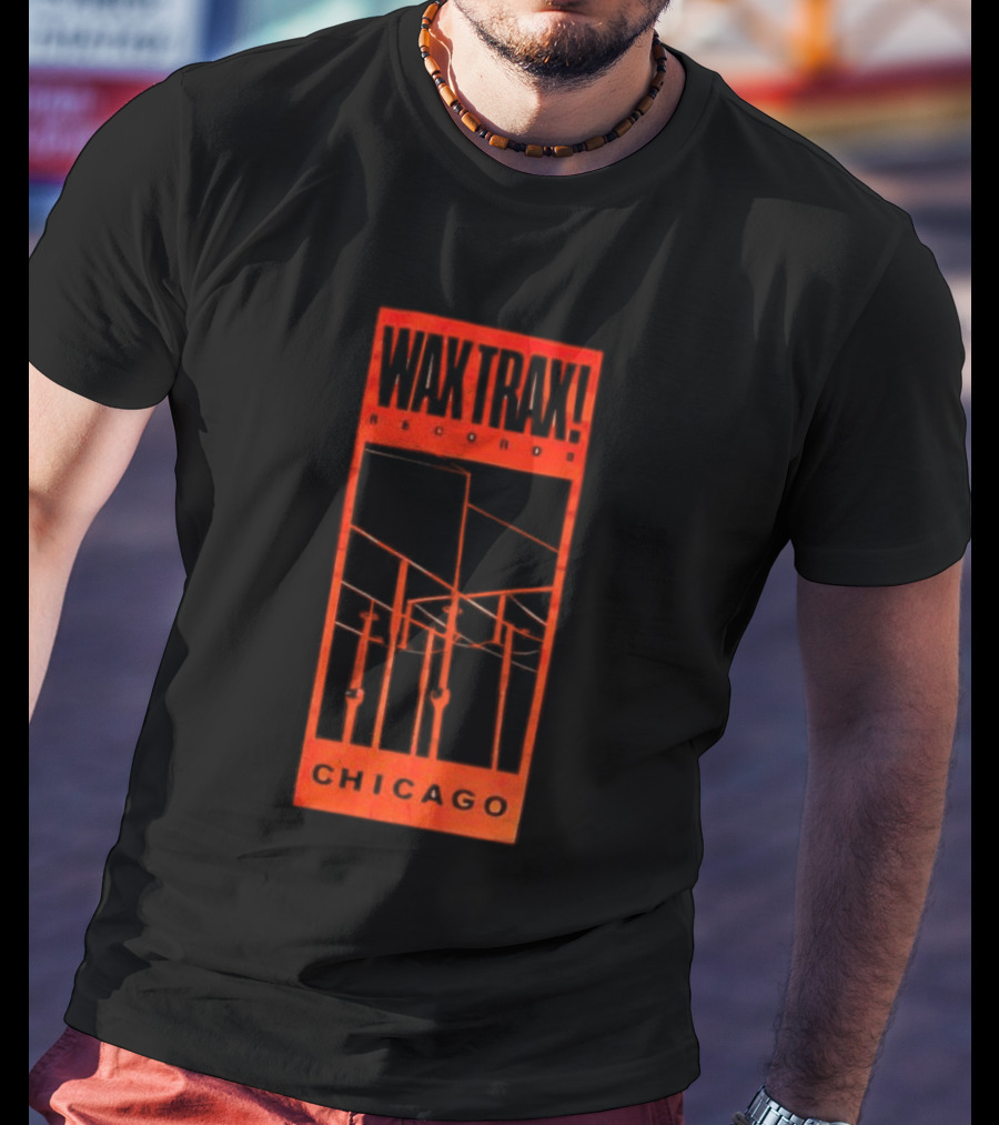 Wax Trax Chicago Skyline Power Lines T-Shirt