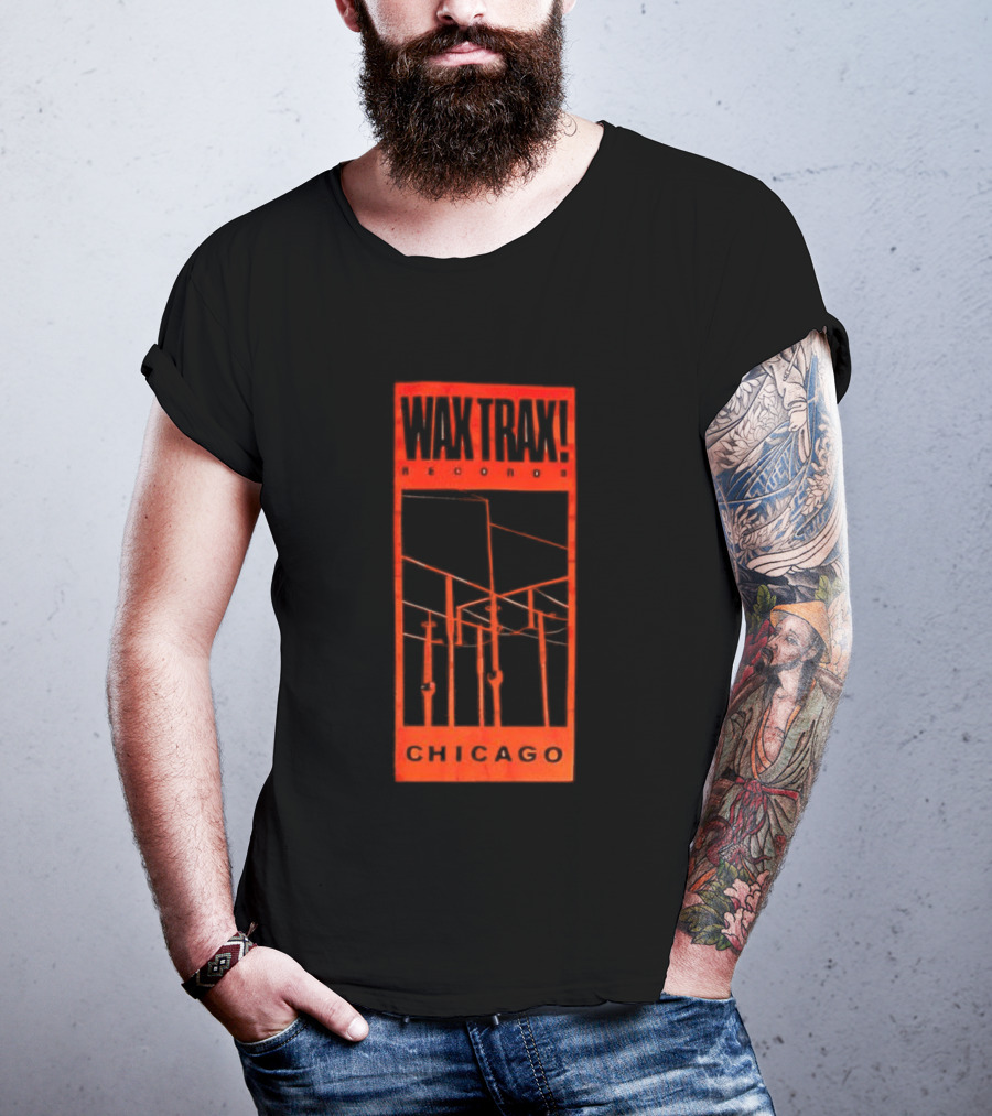 Wax Trax Chicago Skyline Power Lines T-Shirt
