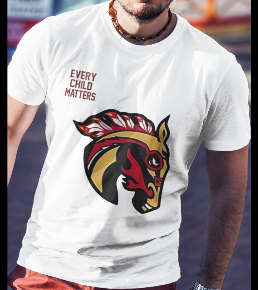 Calgary Wranglers Indigenous Heritage Every Child Matters Chinki Goodstoney T-Shirt