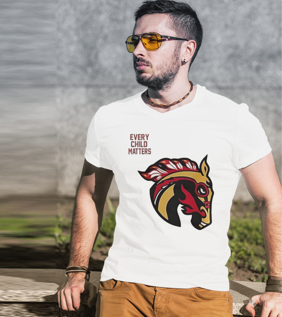 Calgary Wranglers Indigenous Heritage Every Child Matters Chinki Goodstoney T-Shirt