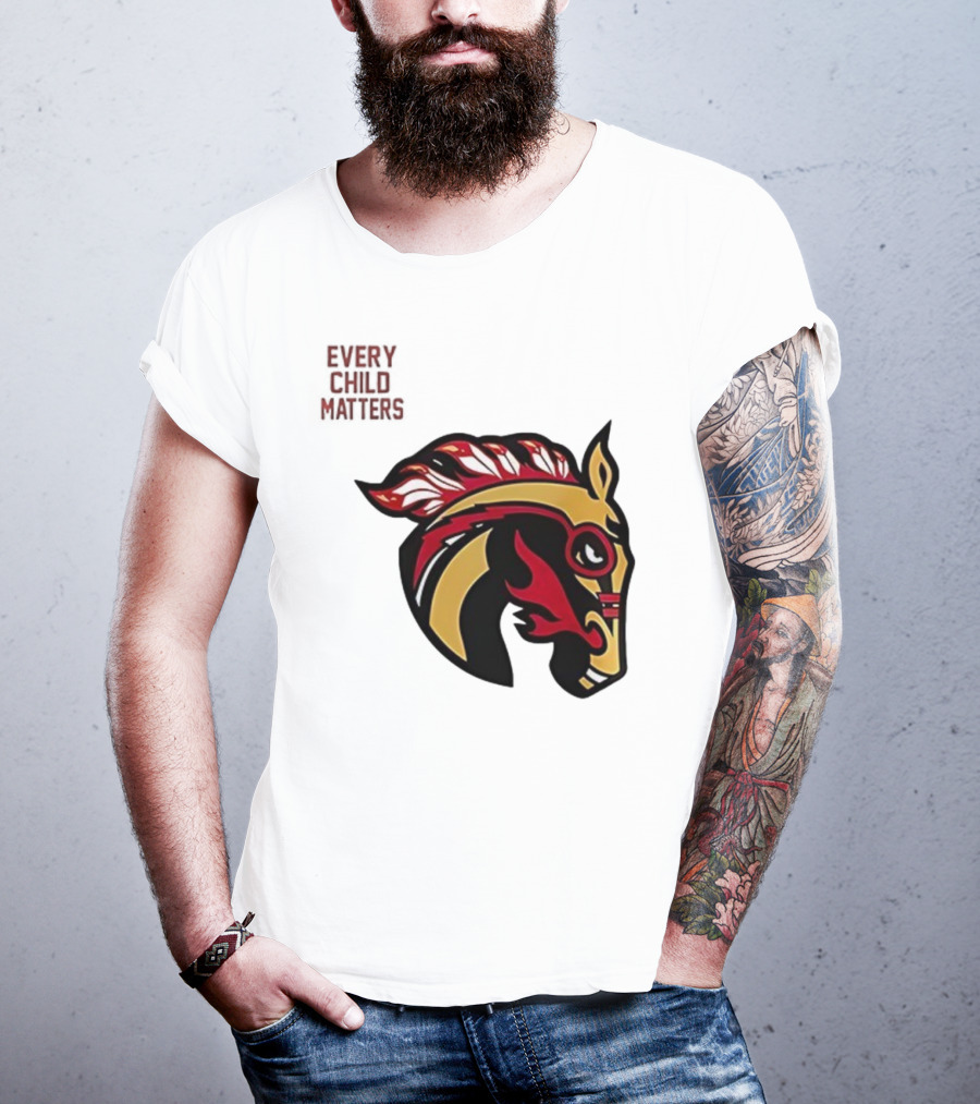 Calgary Wranglers Indigenous Heritage Every Child Matters Chinki Goodstoney T-Shirt