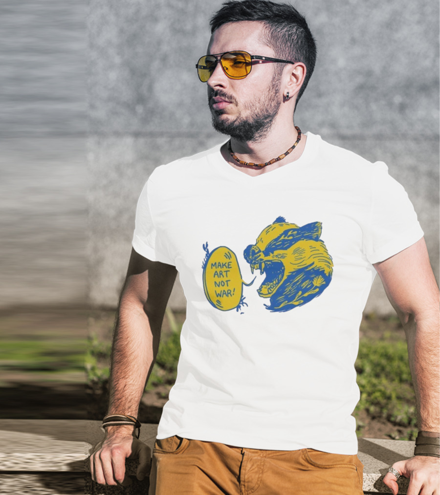 Make Art Not War Angry Wolverine Print T-Shirt