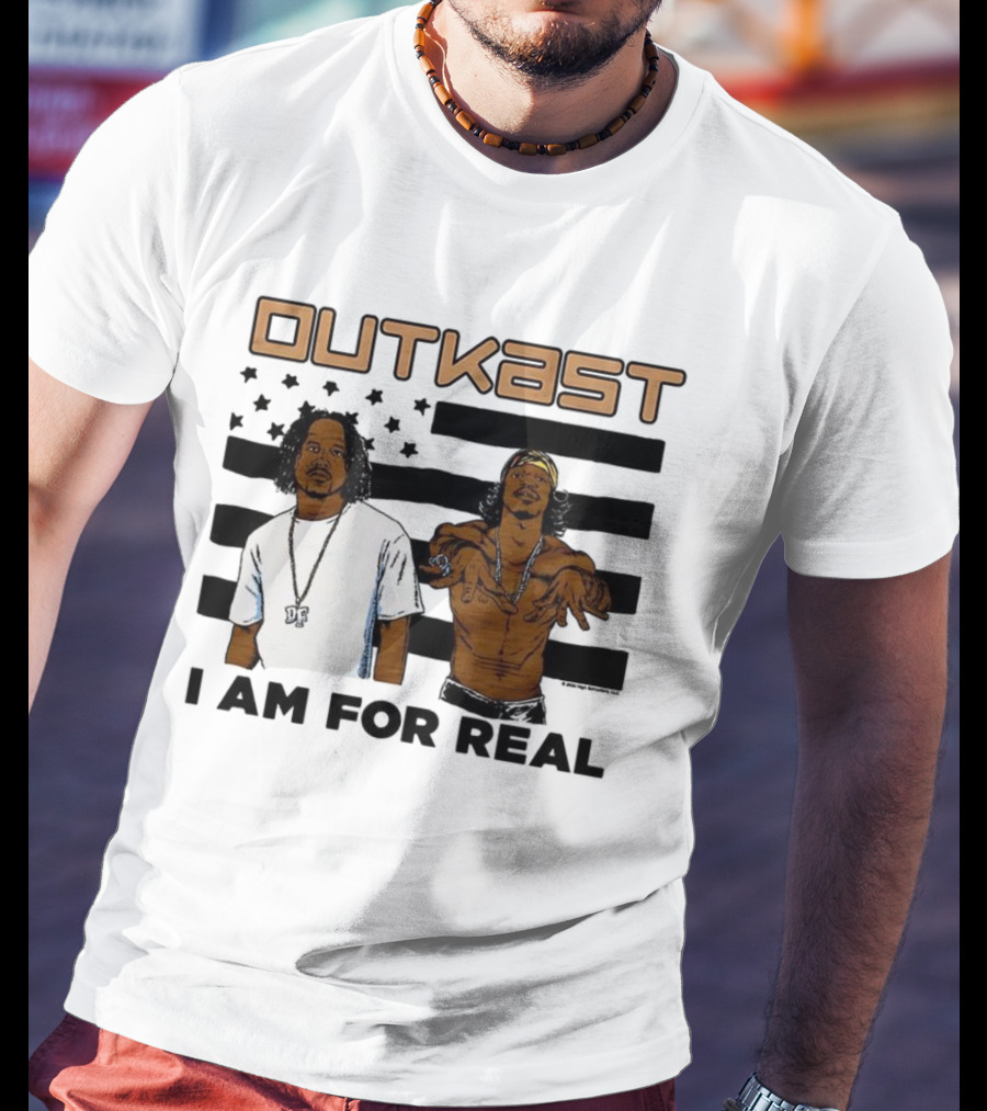 Outkast I Am For Real Flag Comic Style Duo Graphic T-Shirt