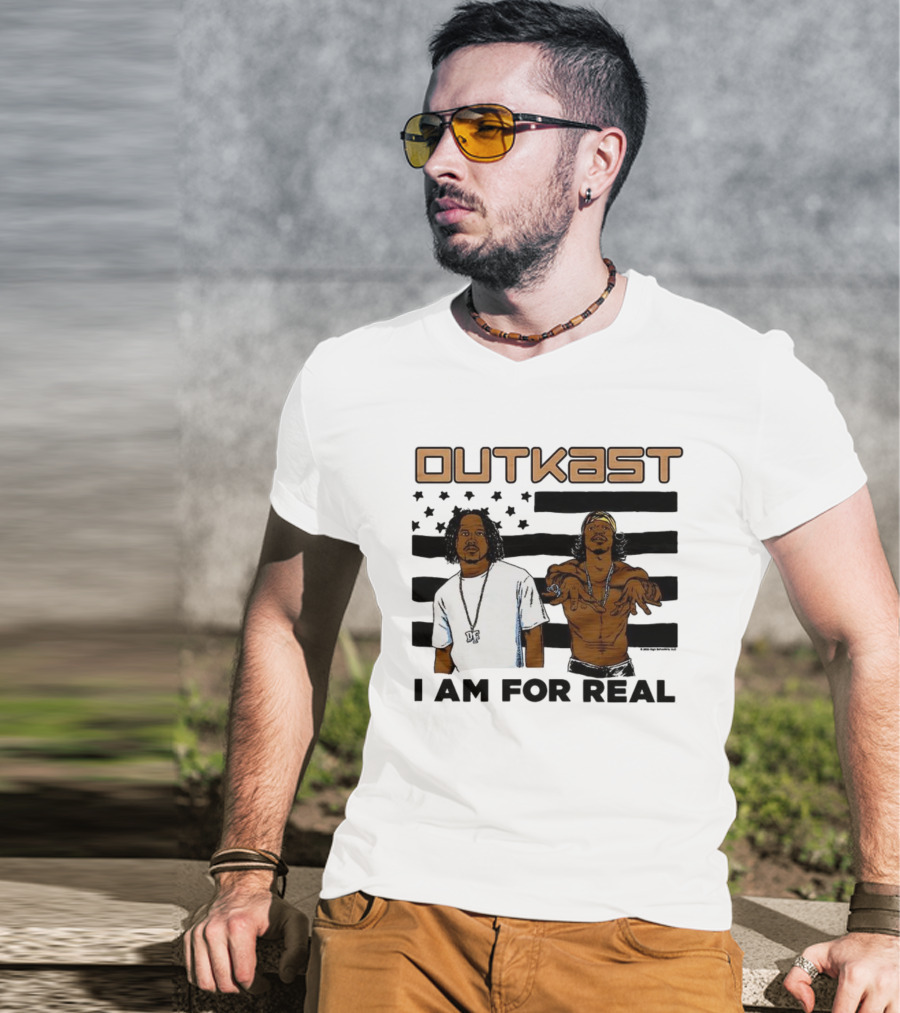 Outkast I Am For Real Flag Comic Style Duo Graphic T-Shirt