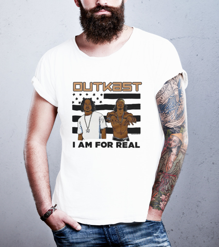 Outkast I Am For Real Flag Comic Style Duo Graphic T-Shirt
